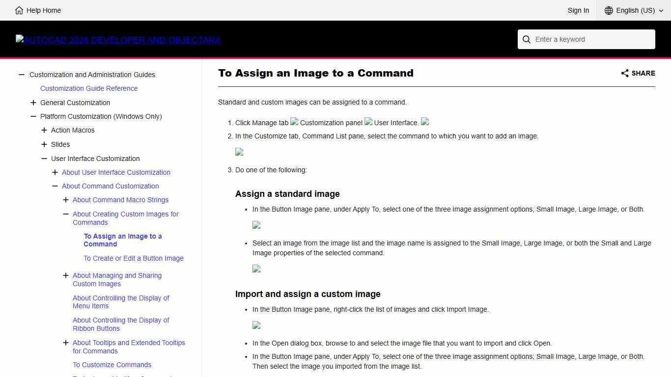 AutoCAD 2026 Developer and ObjectARX Help To Assign an Image to a Command Autodesk